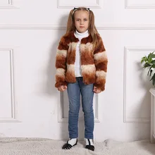 Зимнее модное пальто из искусственного меха для маленьких девочек; куртка с длинными рукавами; детские меховые пальто; детская ветровка; детская одежда; комплект размера плюс