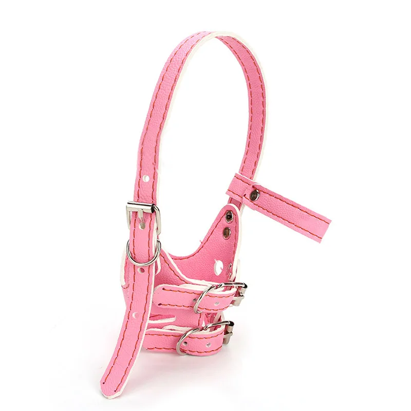 Dog Muzzle Adjustable Breathable Mask PU Leather Anti Bark Bite Chew Safety for Small Large Dogs