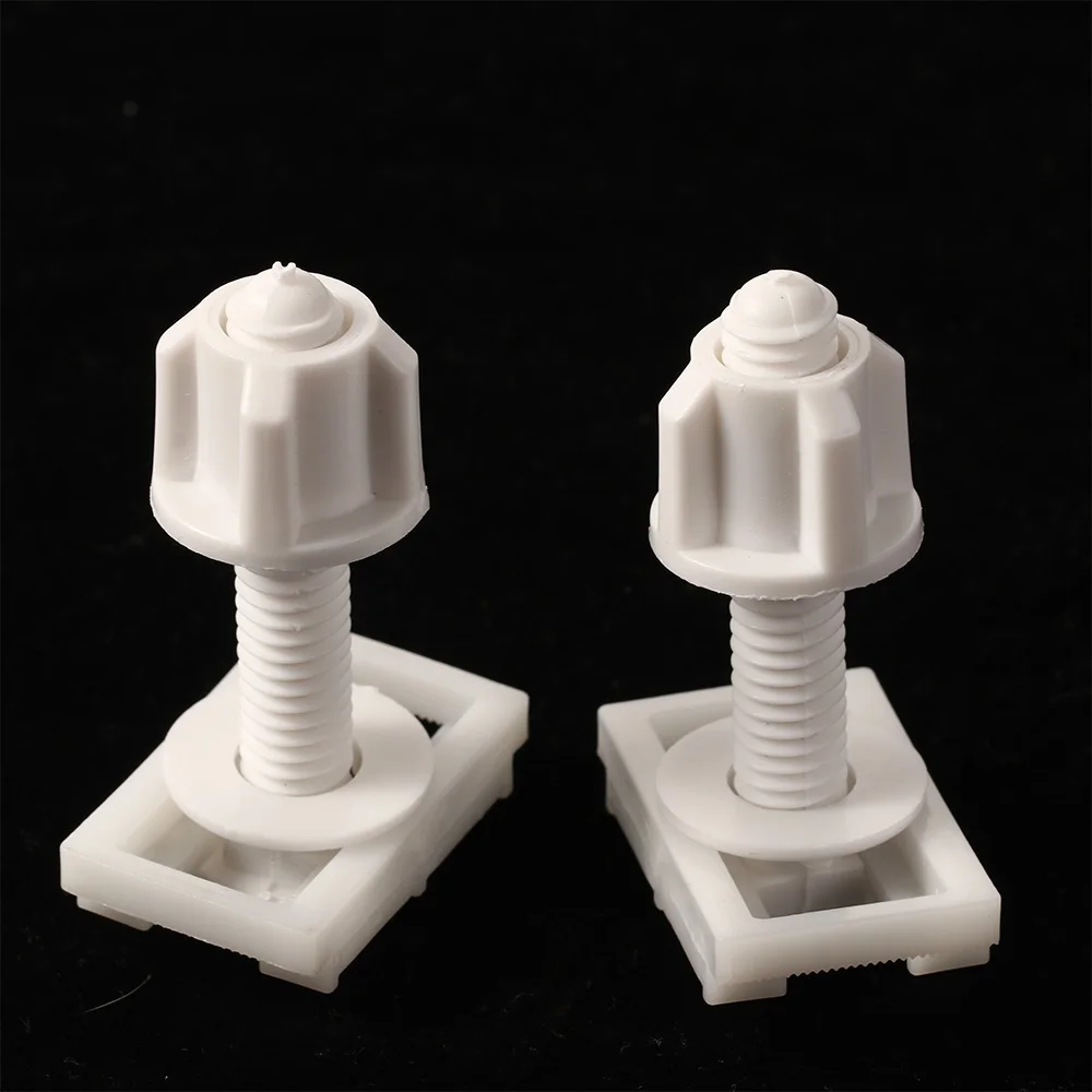 Screw Bolt Nut Set Screw Washer Nut Kit 2Pcs Plastic Toilet Seat Hinge Bolt + Fitting Screws + Nuts Washers Kit For Home Bathroom Accessories 6.3*4*2.5cm