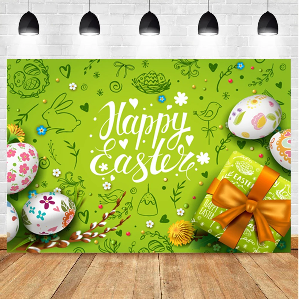 

Laeacco Happy Easter Photography Background Resurrection Hatch Out Bunny Egg Gift Baby Show Portrait Backdrop For Photo Studio