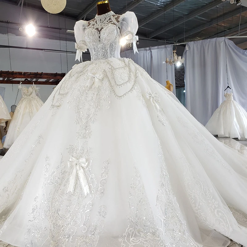 HTL2214 2021 new dubai wedding dresses plus size boho ball gown luxury civil wedding dresses for bride arti boyutlu gelinlik 4