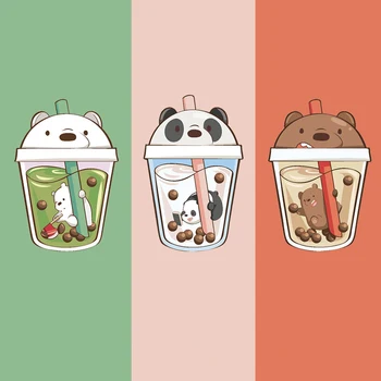 

cartoon Iron on Transfers vinyl iron-on transfer milk tea panda bear patch badge applique stickers patches on clothing washable