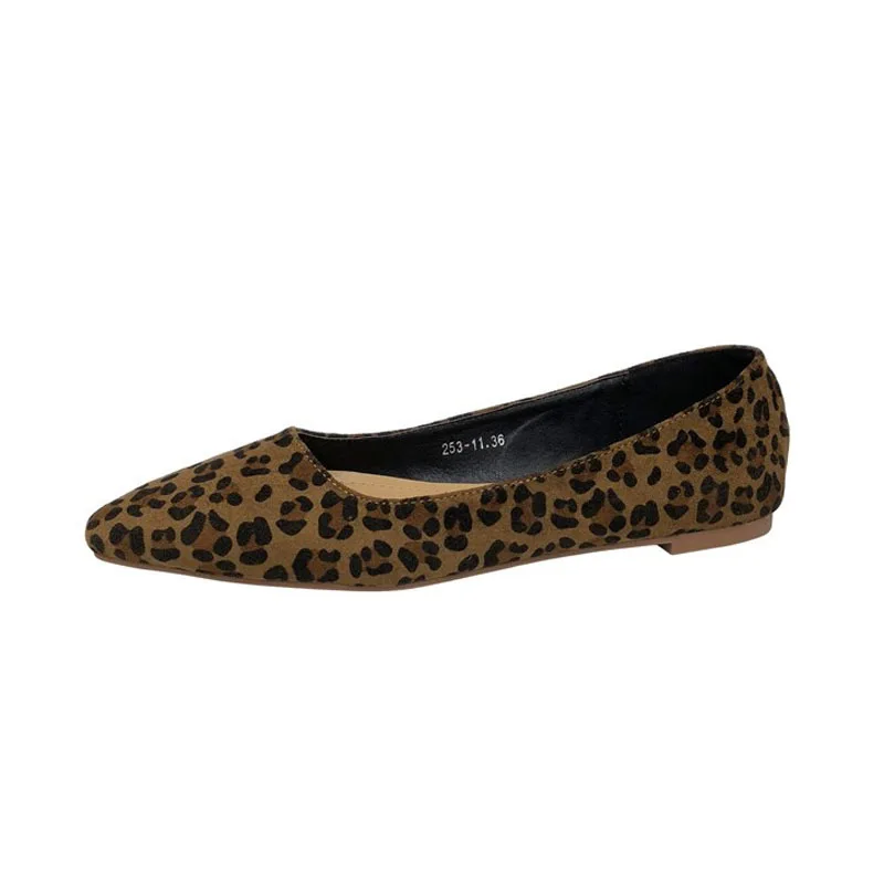 Wellwalk/Балетки; женские балетки на плоской подошве; женская гнущаяся обувь; леопардовая обувь на плоской подошве; женские балетки в Корейском стиле; сезон весна - Цвет: Leopard