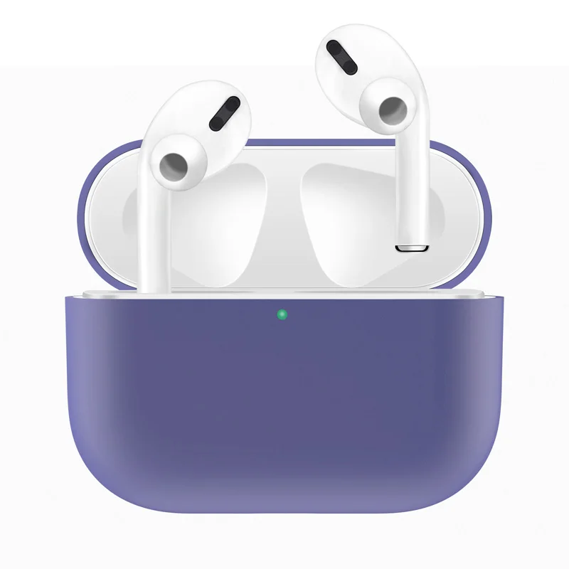 Противоударный силиконовый чехол для AirPods Pro, чехол, мягкий чехол, Bluetooth наушники, защитный чехол для наушников AirPods, аксессуары - Цвет: Light Purple