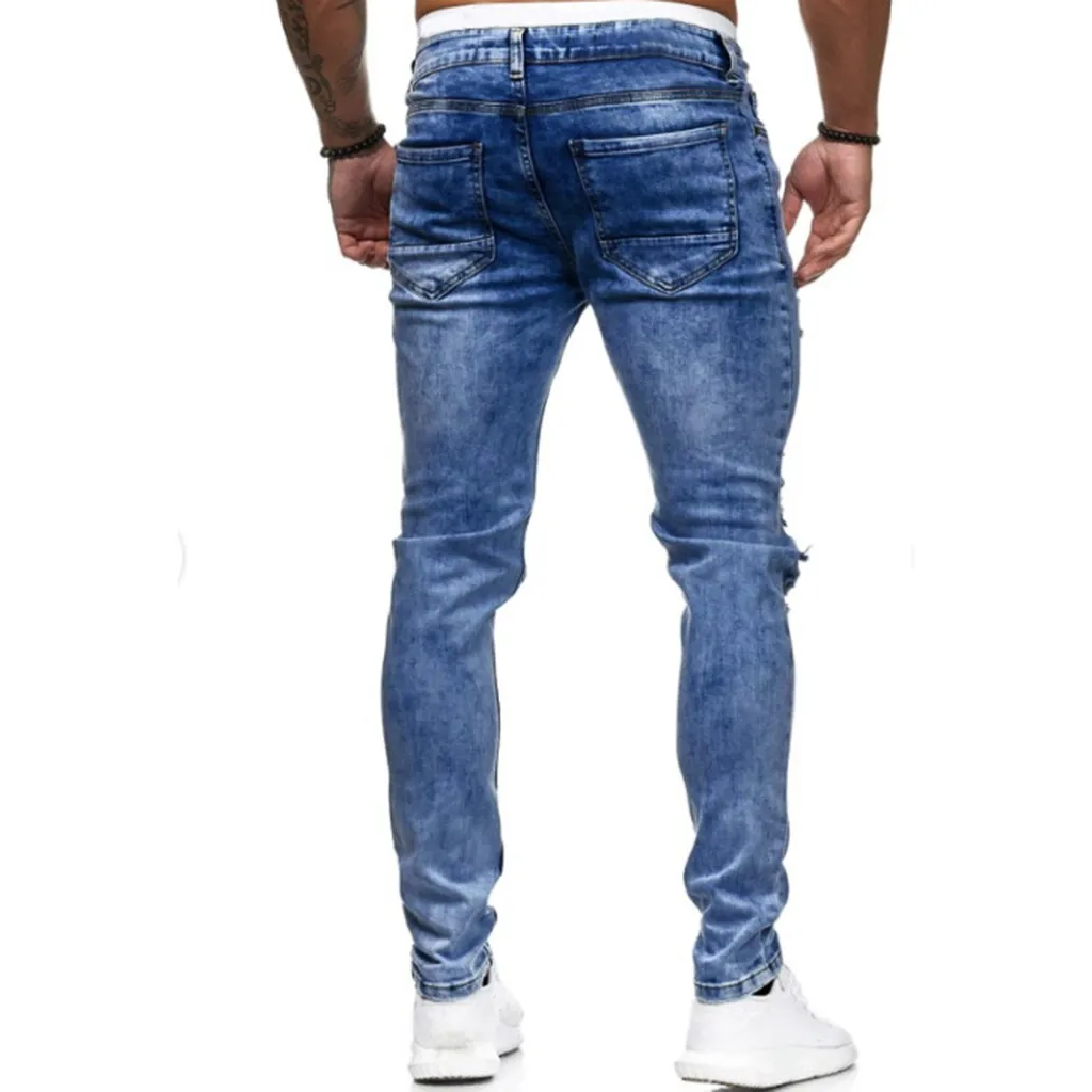 Mens Ripped Jeans for men Casual Black Blue Skinny slim Fit Denim Pants Biker Hip Hop Jeans with sexy Holel Denim Pants NEW#G1 Mens Ripped Jeans for men Casual Black Blue Skinny slim Fit Denim Pants Biker Hip Hop Jeans with sexy Holel Denim Pants NEW#G1