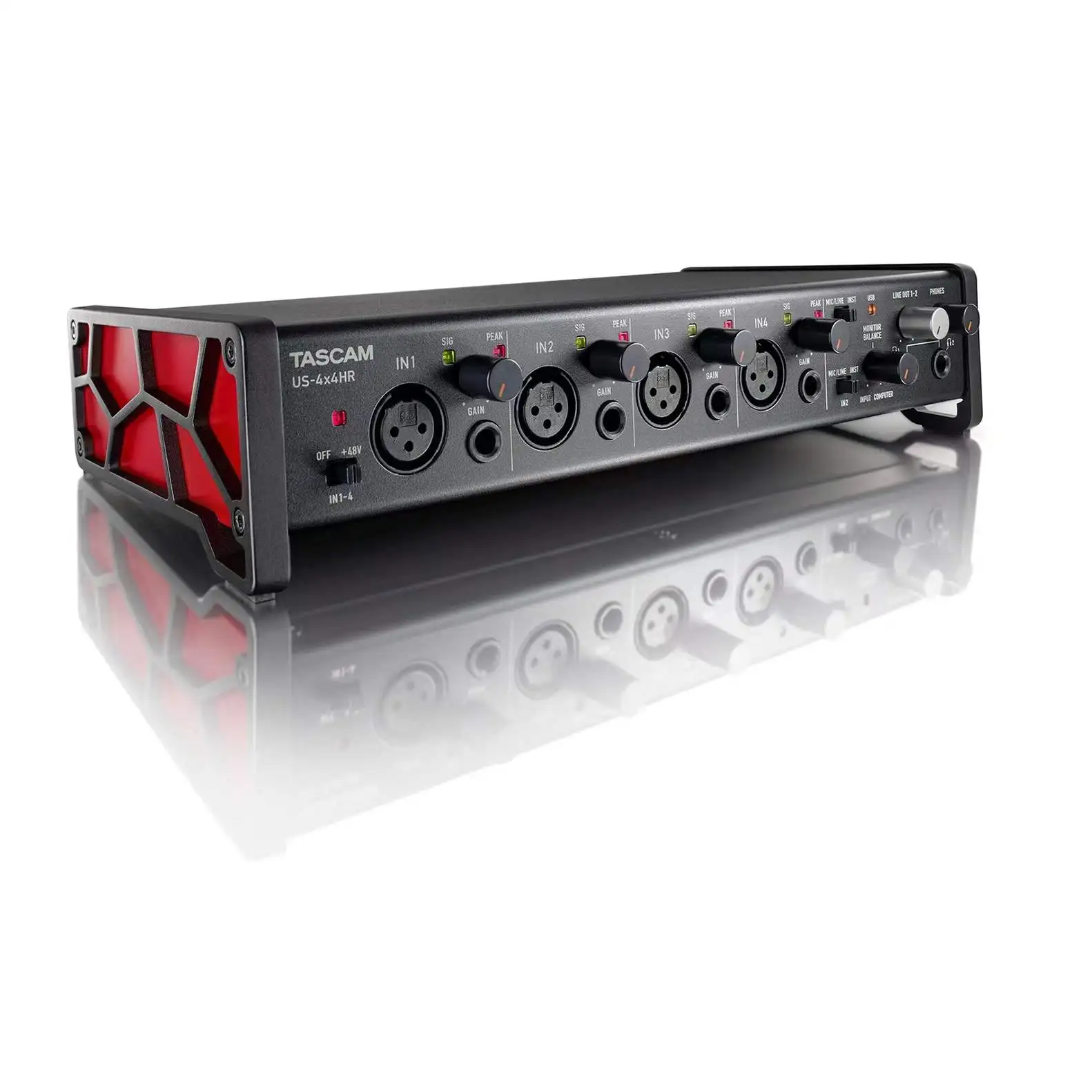 Tascam us-4x4 HR Professional USB audio/MIDI interface with 4 mic/line inputs four outputs and loopback Function for producer |