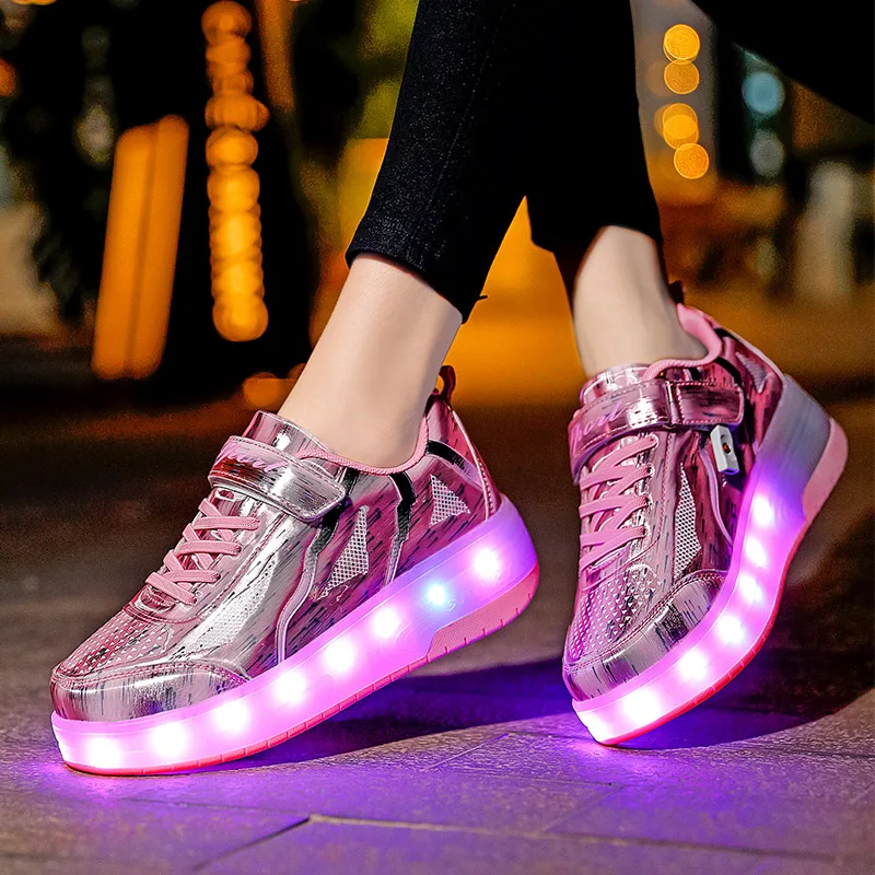 Roller Skates Shoes For Kids Children Boys Girls 2022 Fashion Sports Casual 2 Wheels With Sneakers Flashing Footware Led Boots