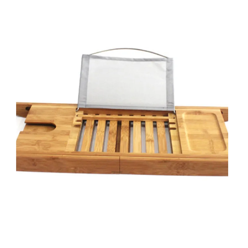 Bamboo Bath Tub Shelf Rack Multi-purpose Bathtub Board Tablet Mobile Phone Stand with Extending Sides Bathroom Bath Caddy Tray