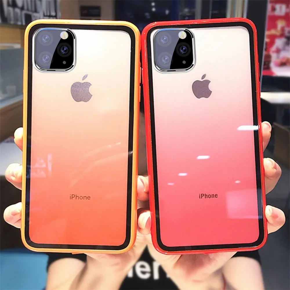 

Transparent Gradient Phone Case for iphone 11 pro max clear case Acrylic Matte PC Back Cover for Iphone 11 xs max xr Coque Cover