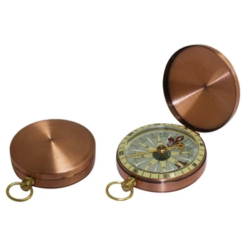 

Pure copper clamshell compass with luminous pocket watch compass portable outdoor multi-function metal measuring ruler tool