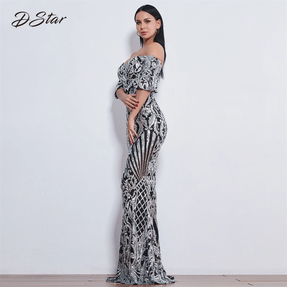 Новое платье с блестками женское длинное вечернее платье с русалочкой vestidos de festa винтажное платье с коротким рукавом femme vestido