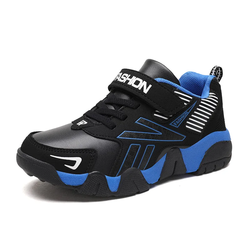 Black Blue(Leather) Sialia/сезон весна-осень; детские кроссовки для мальчиков; Повседневная обувь; детские кроссовки для девочек; сетчатые Лоскутные уличные теннисные кроссовки; zapatillas nino - Цвет: Black Blue(Leather)