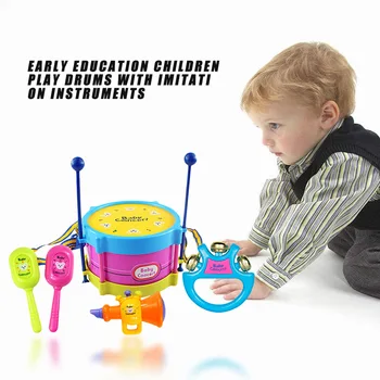 

Kid Simulation Play Mini Drum Music Instrument Set with Cymbals Stands Drummer Tambourine Learning Toys Supplies