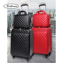 BeaSumore, милая Корейская версия, сумки на колёсиках, наборы, Спиннер, Ретро стиль, из искусственной кожи, для женщин, чемодан, колеса, 16/20 дюймов, для мужчин, кабина, тележка