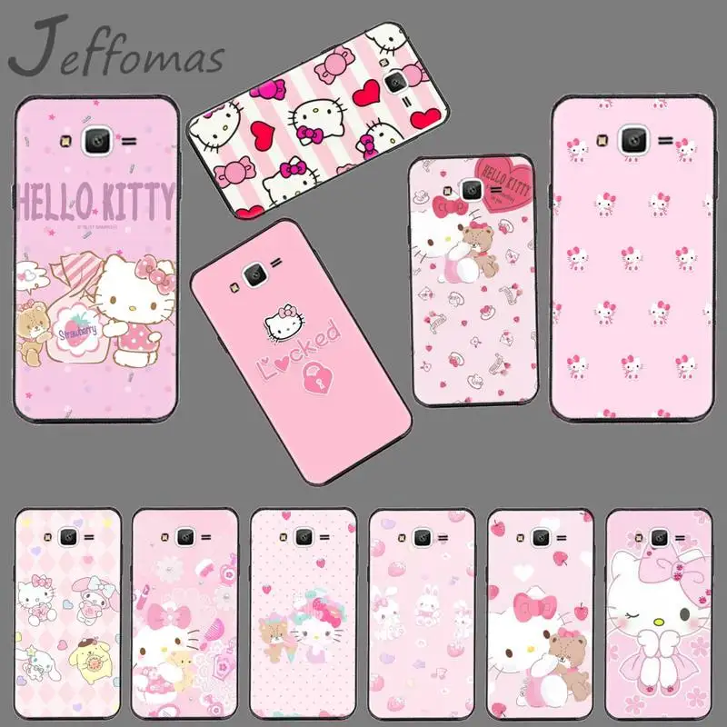 Милый розовый чехол для телефона с кошкой Hello kitty Samsung Galaxy J2 J4 J5 J6 J7 J8 2016 2017 2018 Prime Pro