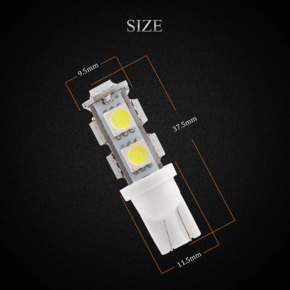 1000X T10 5050 9 SMD 194 168 W5W 9 светодиодный работающего на постоянном токе 12 В в светодиодный автомобильный светильник лампочка красный желтый и зеленый цвета белый светильник лампы