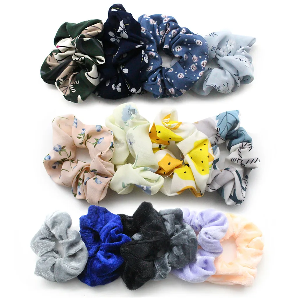 14PC Hair Chiffon Elastics Hair Ties Bright Colorful Bobbles Bands Womenhair Tie Accessories Ponytail Holder