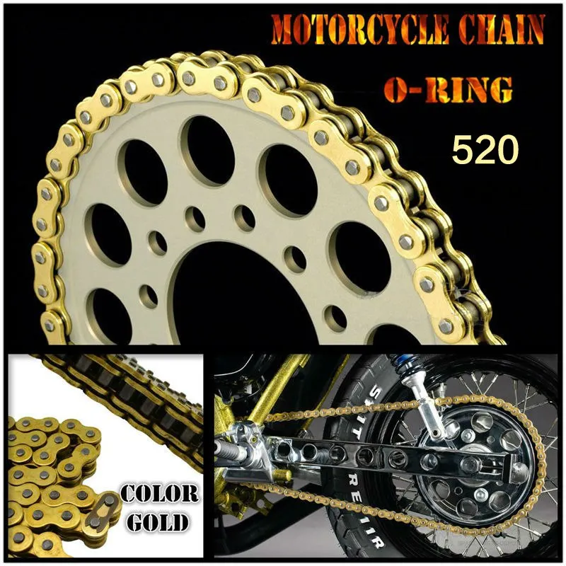 

Universal Drive Chain Gold O-Ring 520 Length 120 For Ninja 250R 300 Z250 Z300 ZX-6R 636 KLX250 CRF250 AX-1 TTR250 XR250 CRM250