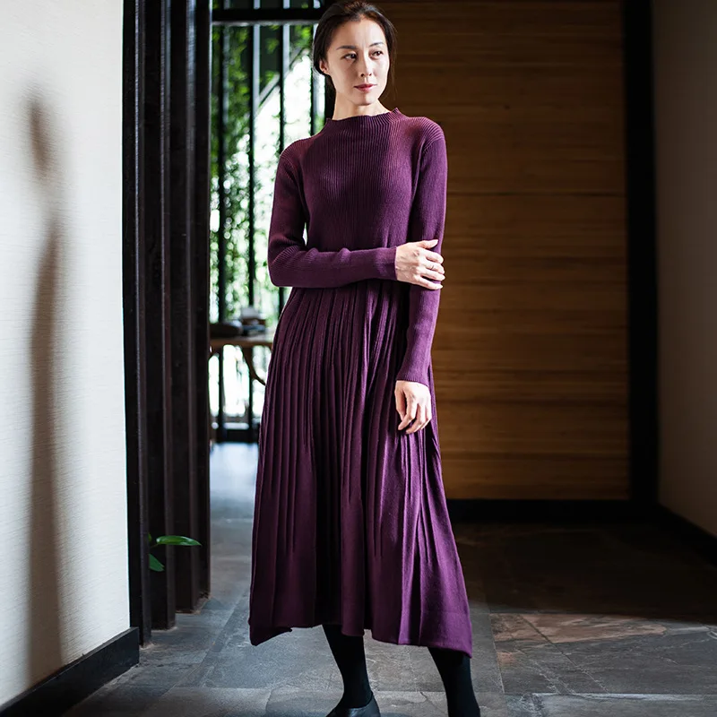 Осень и зима новый стиль 2018 Оригинальное женское платье Новый китайский стиль ретро длинное платье свитер U18280 восемь