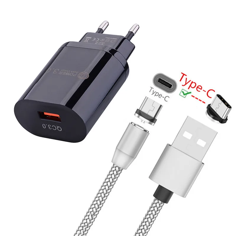 Быстрое зарядное устройство QC 3 0 USB магнитный кабель типа C для Huawei P40 Pro P30 P20 Lite E