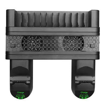 

3 in 1 Gamepad Dual Charging Station Dock w/Cooling Fan for PS4/PS4 Slim/PS4 Pro Light Dlsplay Charger LED w/Discs Storage Slots