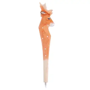 

1pc Carving Wooden Pens Chic Pretty Sika Deer Shaped Ink Gel Pen School Stationery Gel Pens for School Office Home