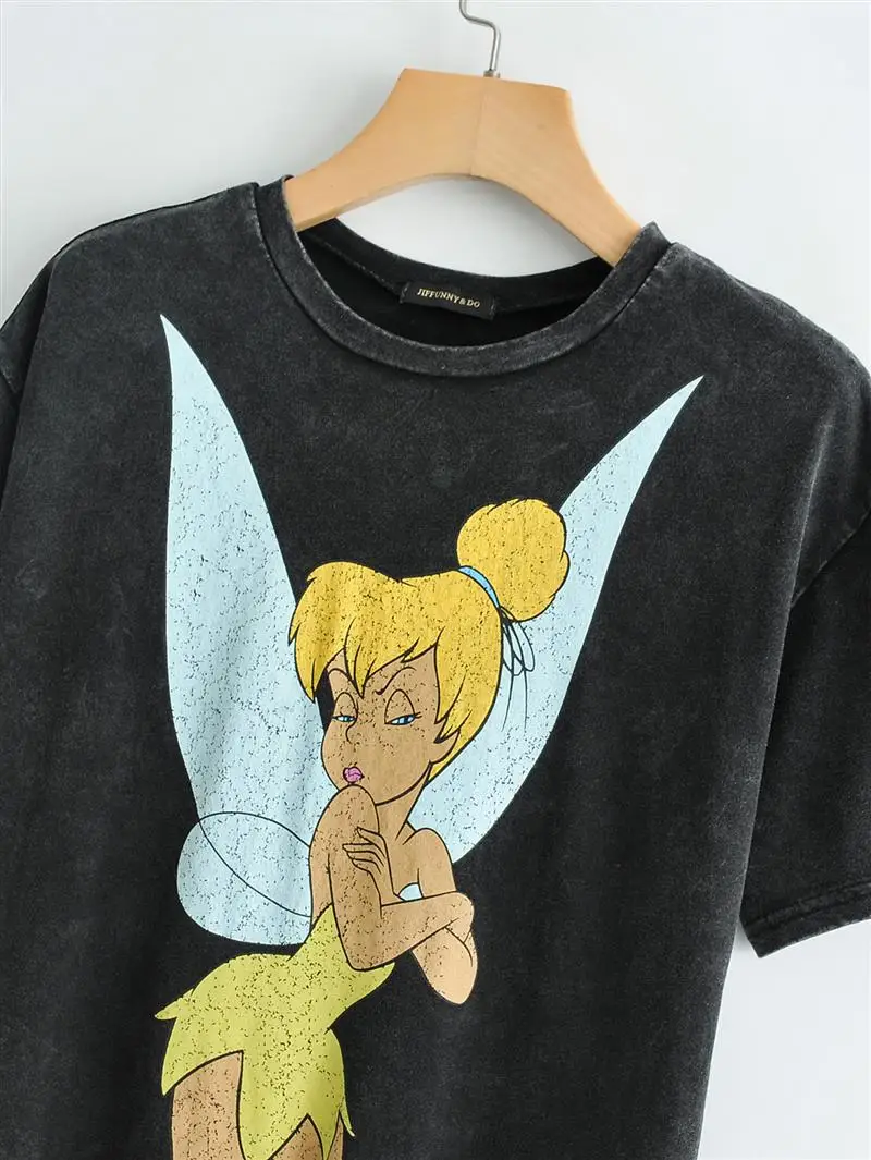 Модная футболка с графическим принтом, одежда с милым рисунком, Классическая Женская одежда с круглым вырезом и Микки Маусом, хлопковая футболка