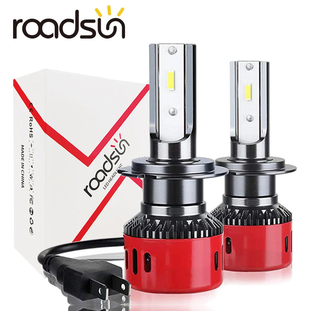 roadsun Mini H4 H7 LED Car Headlight Bulbs H11 H8 9006 HB4 H1 H9 9005 HB3 72W 12000LM Lamp Auto Bulb Lights 6000K 12V