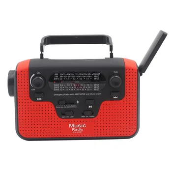 

Portable Home USB LED Flashlight Business Trip Car AM FM Solar Charging Bluetooth Radio Speaker Hand Crank Travel Emergency
