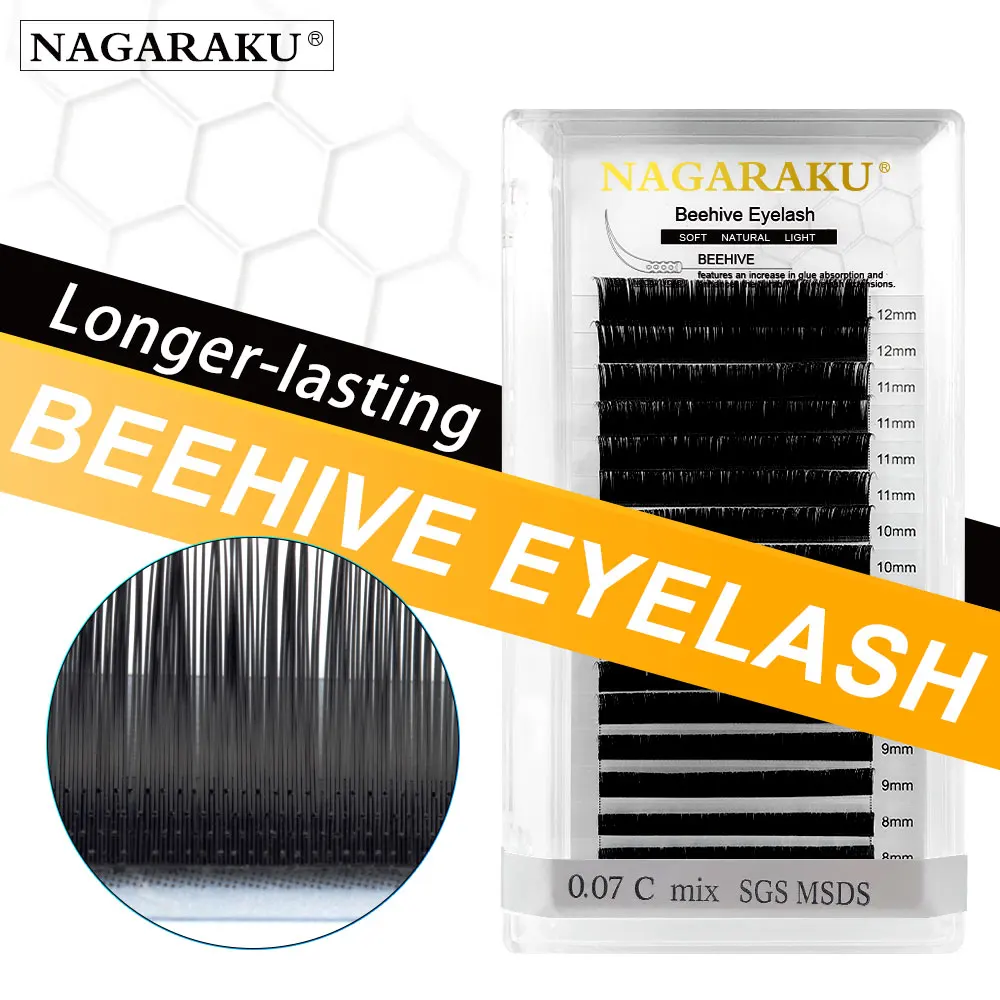 NAGARAKU Laser Beehive Eyelash Extension Longer Lasting Individual Eyelash Makeup Maquiagem High Quality Synthetic Mink lashes