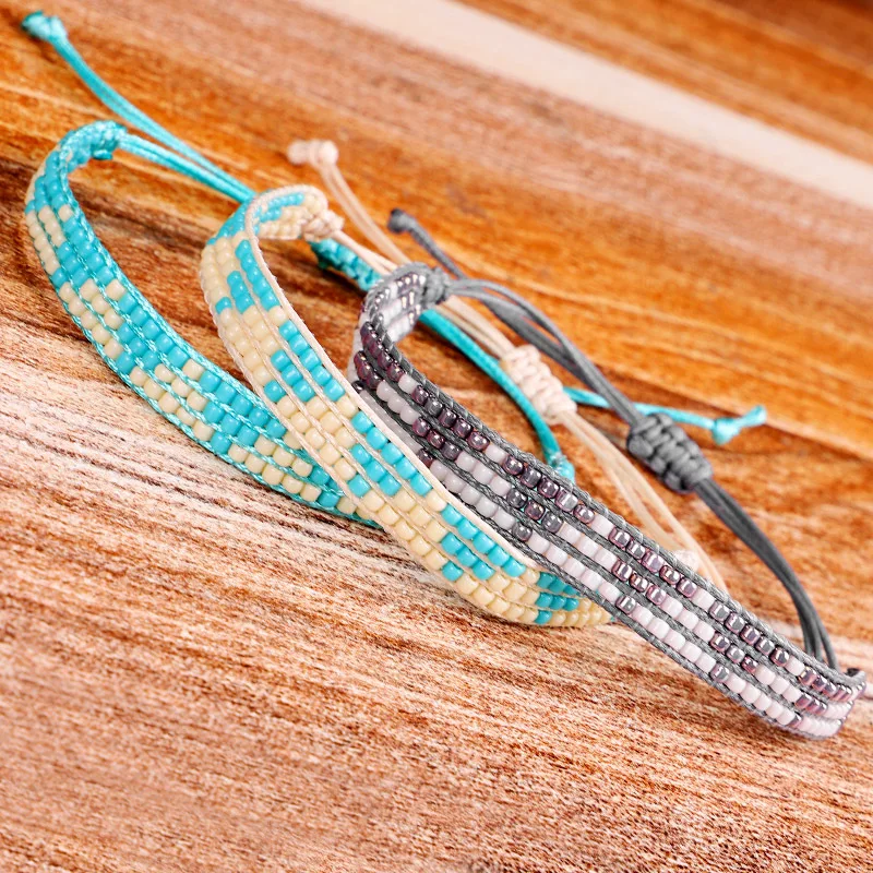 Japan MIYUKI Glas Seed Perlen Facettiert Kristall Handgemachte Armbänder Frauen Männer Gewachst String Dreieck Knoten Surf Schmuck Präsentieren – Detail 9