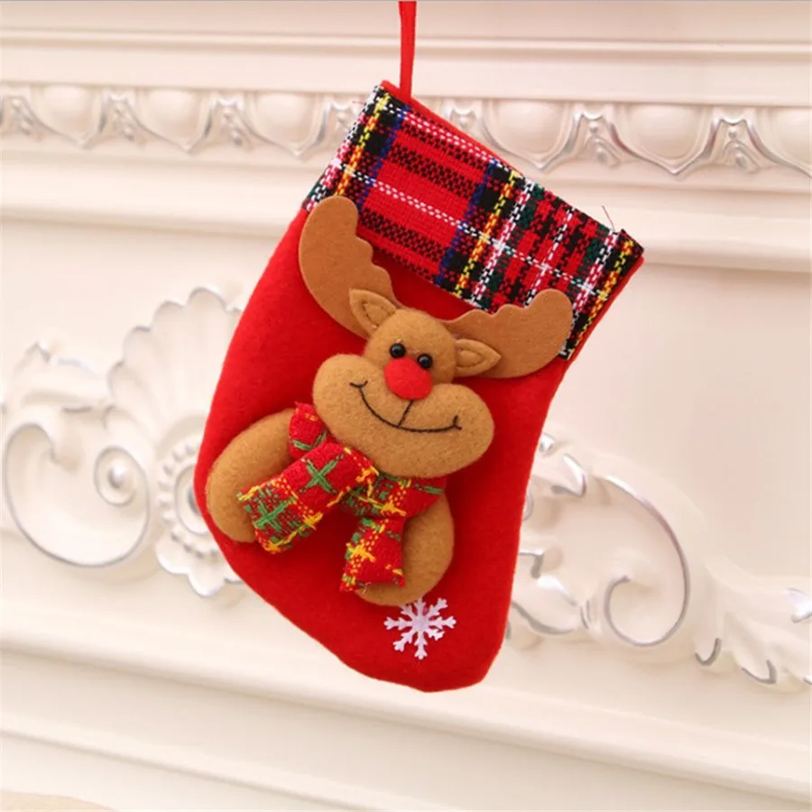 

Hot Christmas Gift Christmas Stocking Sock Santa Claus Xmas Tree Hanging Decor Christmas Stockings Candy Gift Bag