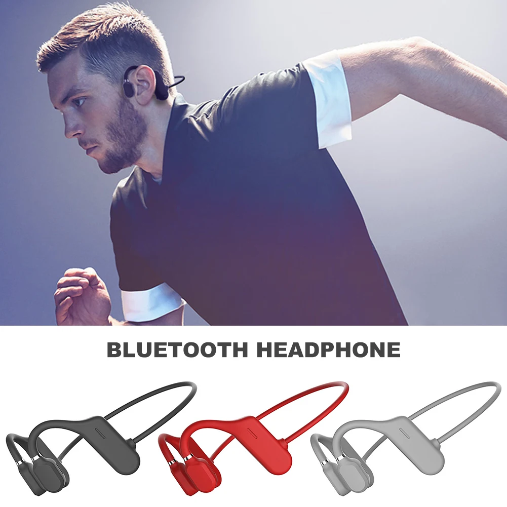 Bluetooth Bone Conduction Headphone Stereo Handsfree Wireless Ear Hook Headset with Microphone for Cycling Outdoor Sport