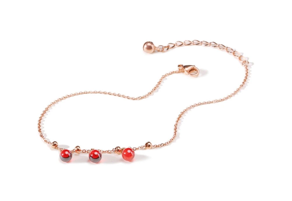 Elegant Rose Gold Anklets for Women Stainless Steel Garnet Adjustable Fashion Anklet bracelet on the leg Jewelry Gifts