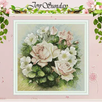 

Pink rose flower painting counted 11CT 14CT Cross Stitch Sets DIY Chinese Cross-stitch Kits Embroidery Needlework home decor