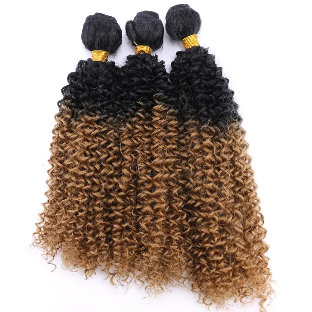 Extensões de Cabelo Pacote para Mulher Afro Kinky Cabelo Encaracolado Tecer 2 Pçs – Lote Alta Temperatura Sintético