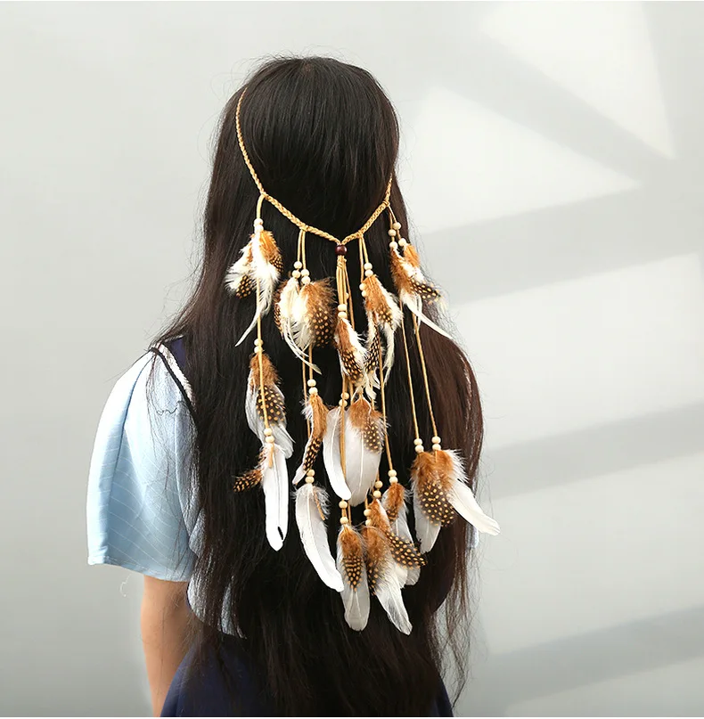 Женская повязка для волос с перьями, регулируемые аксессуары для волос Женская повязка для волос с перьями, регулируемые аксессуары для волос