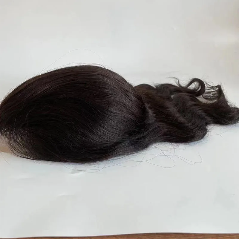 Peça de Cabelo dos Homens Cabelo Humano Mono Base Toupee Homem 12 Polegada Longo Natural Marrom Sistema Substituição Rendas Frente Linha 8 Apliques e perucas