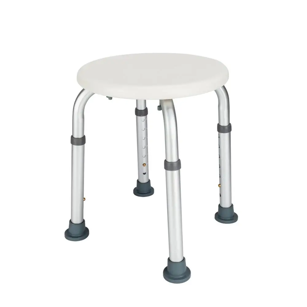 

Bath Chair Bathroom Stool Aluminum Alloy Elderly Bath Chair Round Stool with Sucker Armrest White[US-W]