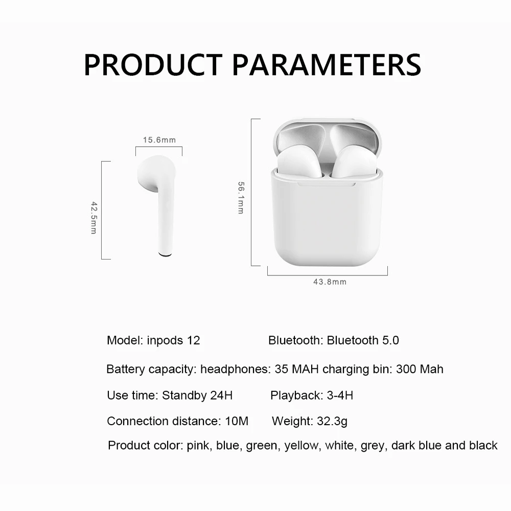 Youbina inpods12 TWS беспроводные bluetooth наушники с управлением, мини 3D стерео беспроводные наушники, спортивные наушники с защитой от пота