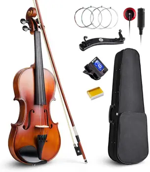 

Vangoa Acoustic Violin 4/4, Spruce Top & Ebony Fitting, Solid Wood Violin Outfit for Beginners, 4/4 Full size