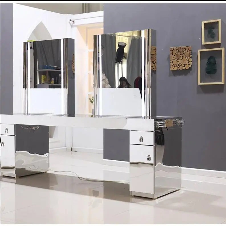 Salon hairdressing shop mirror table stainless steel marble table with touch screen LED light hair dressing mirror сумка lancaster marble touch 571 64