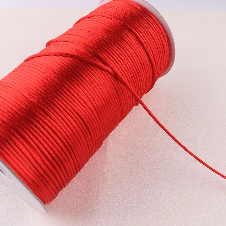 02red 50m 1,5 мм китайский узел Macrame шнур красный DIY кисточки вышивка бисером браслет Плетеное украшение на нитке изготовление ручной работы инструмент с веревками - Цвет: 02red 50m