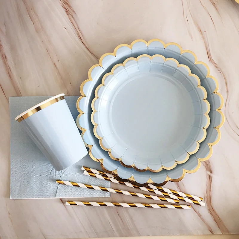 

64pcs/set Birthday Wedding Decorations Disposable Tableware Paper Cups Plates Napkin Theme Party Supplies Baby Shower Favors