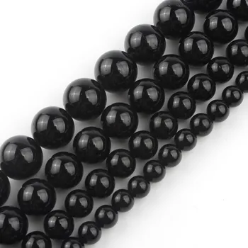 

Natural Gem Black Tourmaline Stone Beads High Quality Round Loose Bead For Jewelry Making DIY Perles Bracelet 4 6 8 10 12mm 15"