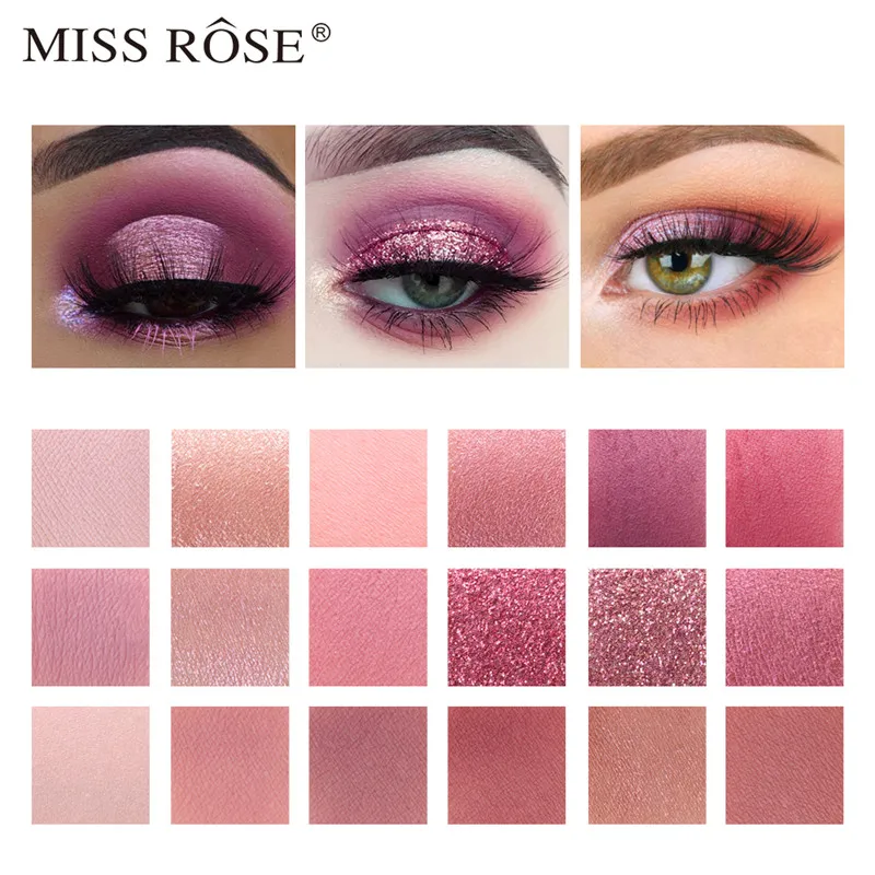 Miss Rose тени для век Pallete 18 цветов красочный мерцающий матовый перламутровый телесный водонепроницаемый профессиональный Палитра теней для век тени для век