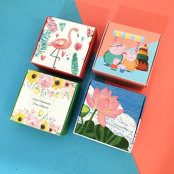 

50pcs Printed Flower Paper Box Jewelry Gift Box Wedding Favors Candy Box Soap Packaging Boxes