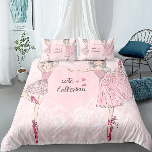 Ballet Dancing Girl copripiumino Lovely Little ballerine Set biancheria da  letto per ragazza 135 lenzuolo trapuntato rosa letto principessa tessuti  per la casa singoli - AliExpress