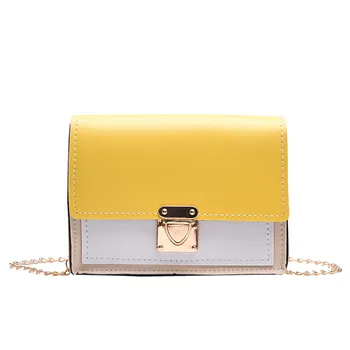 

Aelicy 2020 Summer Women's Mini Bags Fashion All-match Small Square Bag Single Shoulder Messenger Bags Yellow Splice White
