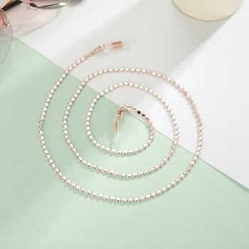 

Copper Solid Round Beads 80cm Metal Eye Chain Fashion Mask Chain Factory Direct Sales Chains on The Neck for Women